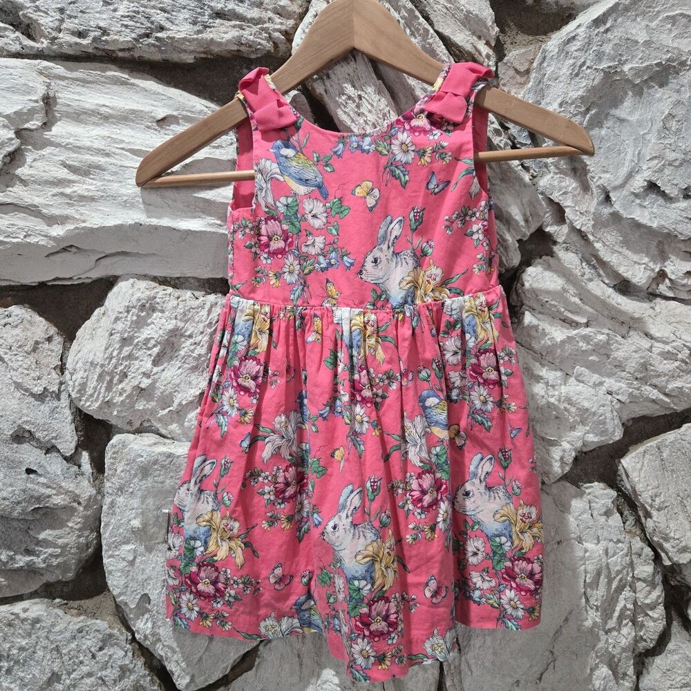 GAP Dress Floral Easter Sarah Jessica Parker Old Money Girls Pink Bow Size 4T